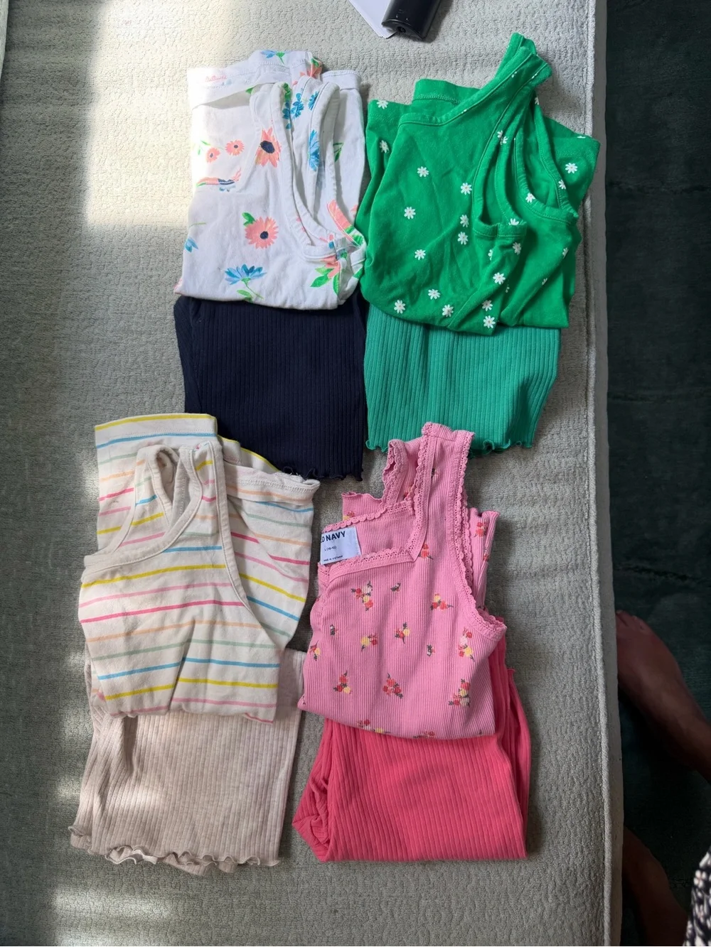 Old navy  Tank Tops - Pink, Green, White, Navy with matching biker shorts
